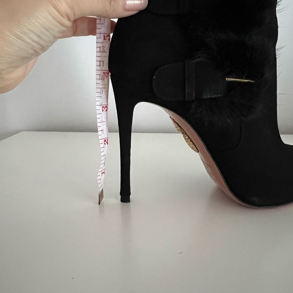 Aquazzura Sinatra suede stiletto booties with fur detail - Picture 5 of 6